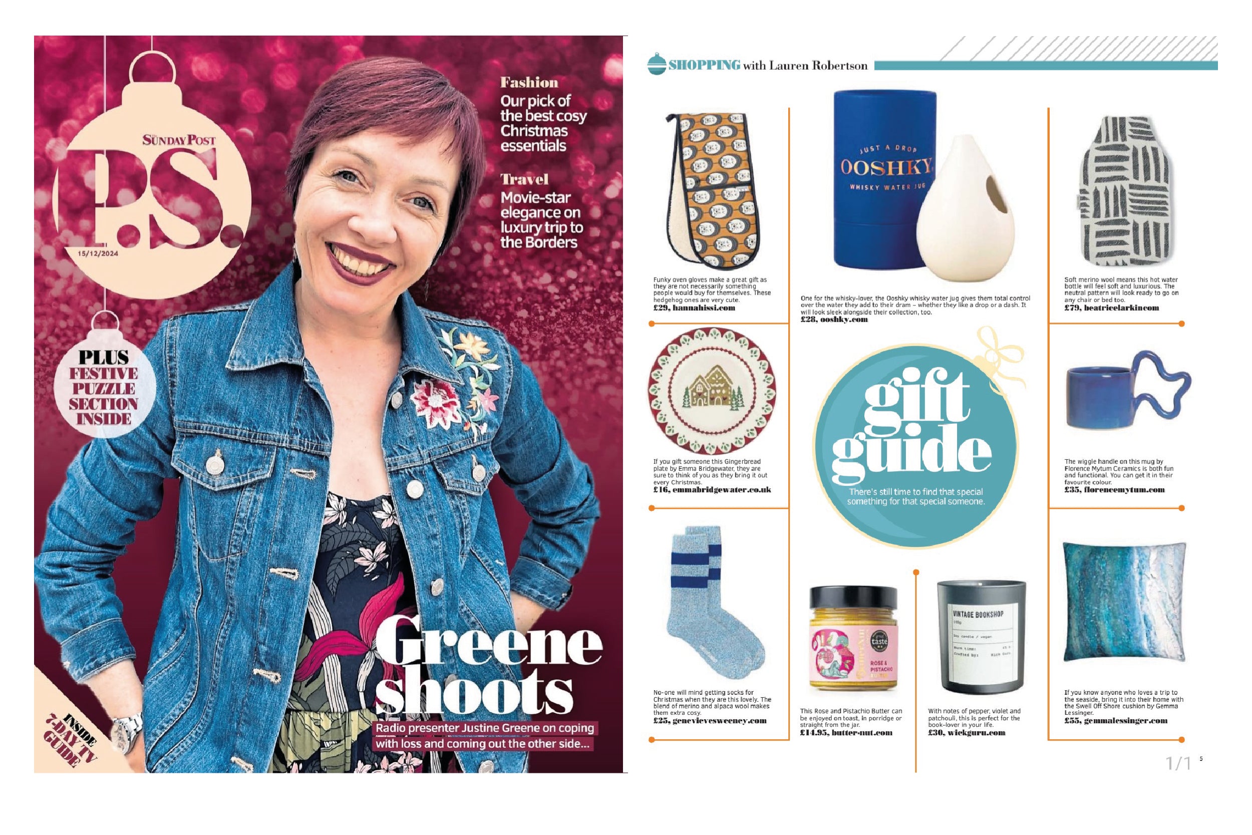 The Sunday Post - P.S Magazine Christmas Gift Guide 2024 featuring Hannah Issi's Brown & White Hedgehog Double Oven Glove