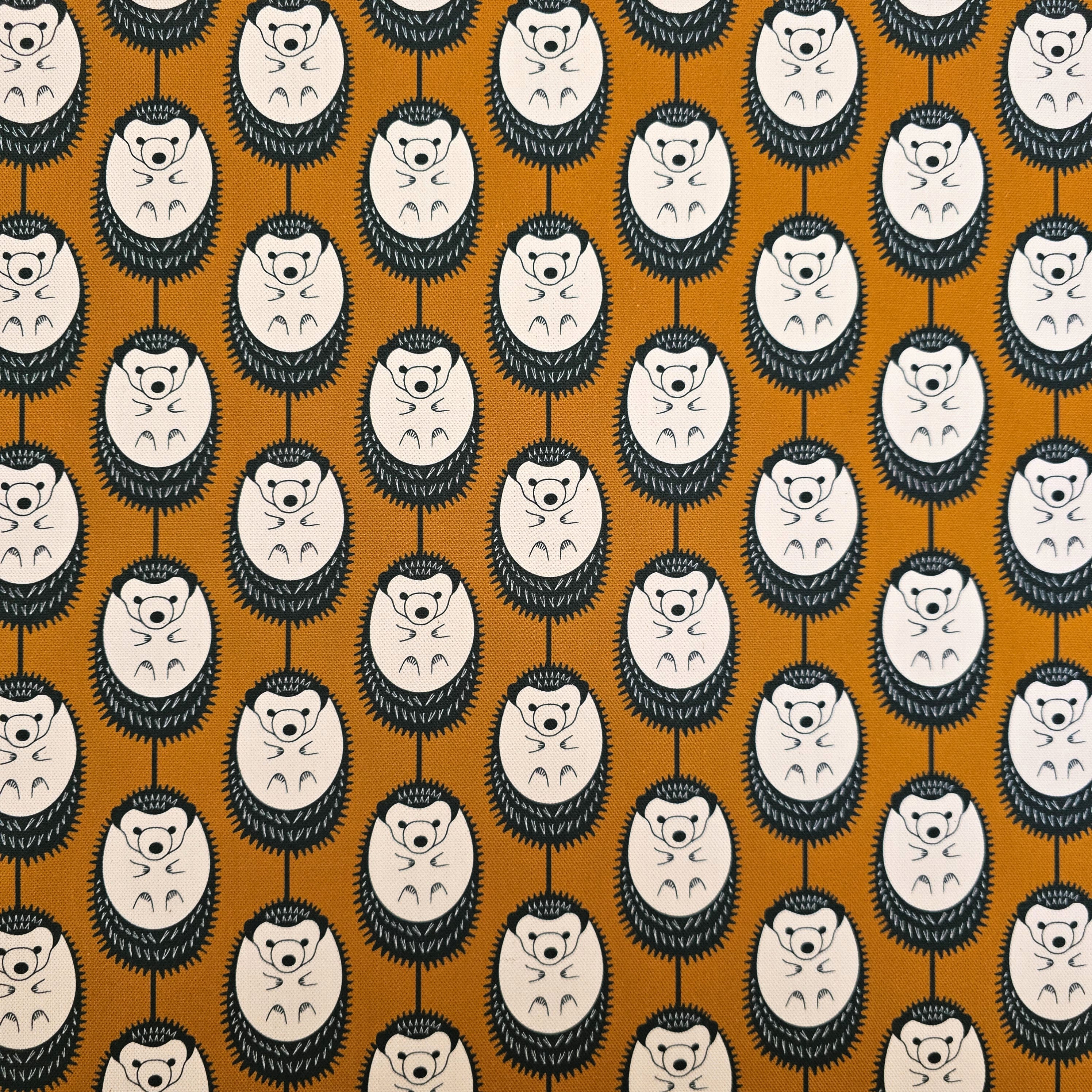 BROWN & WHITE HEDGEHOG FABRIC image 0