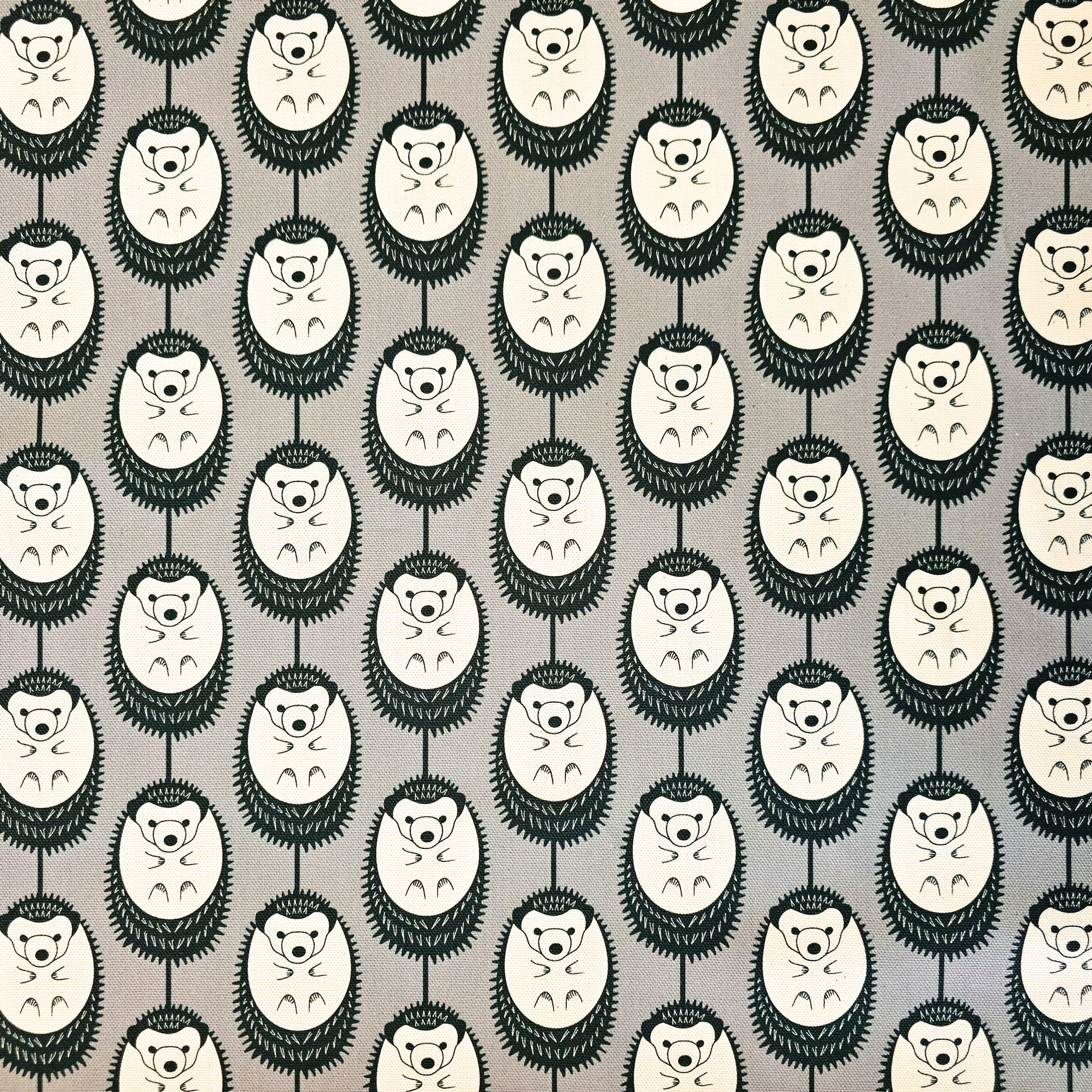 GREY & WHITE HEDGEHOG FABRIC image 0
