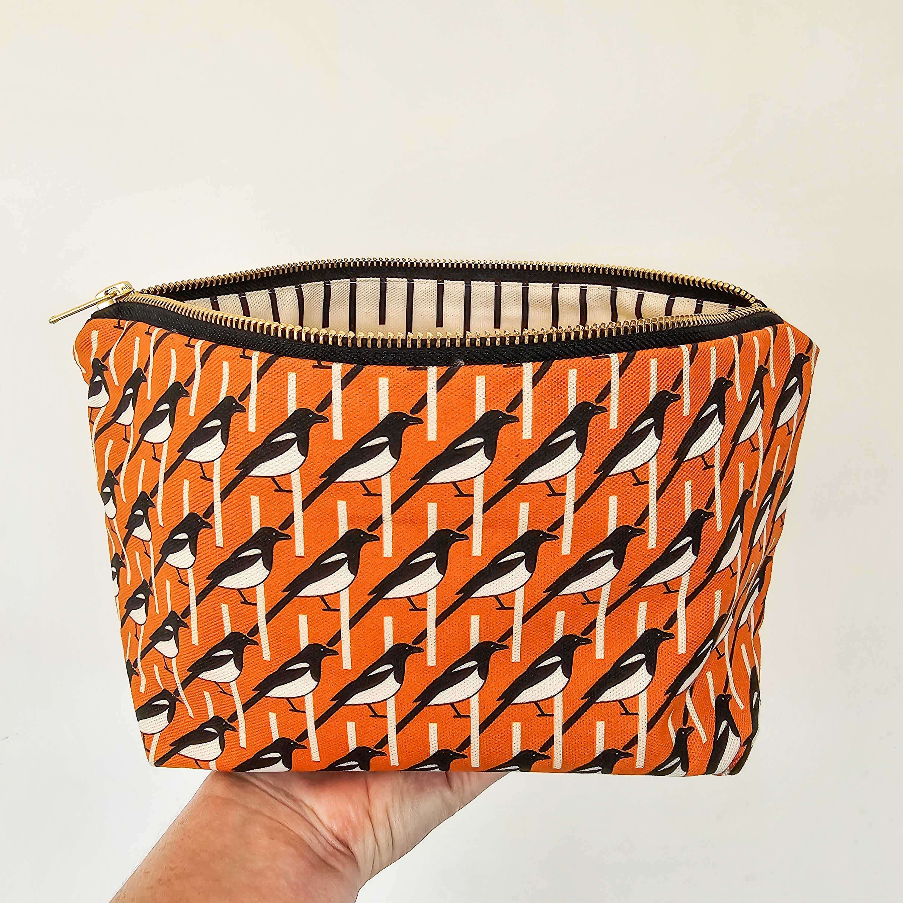 Hannah Issi Orange Magpie Zip Bag