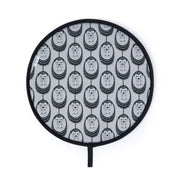 Aga Cover with grey, black and white hedgehog pattern on a white background