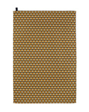 Organic cotton autumn hedgehog tea towel – burnt orange background, handmade in the UK by Hannah Issi. Stylish, sustainable linen. Cut-out image.