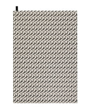 Organic cotton black and white magpie tea towel – designed by Hannah Issi and handmade in the UK. Stylish, sustainable kitchen linen - cut out image with white background.